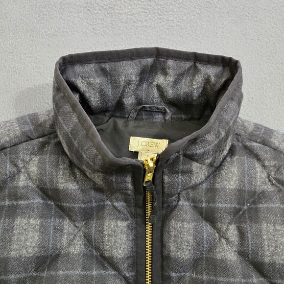 J. Crew Women S Gray Plaid Quilted Down-Filled Full-Zip Puffer Vest - Picture 3 of 10